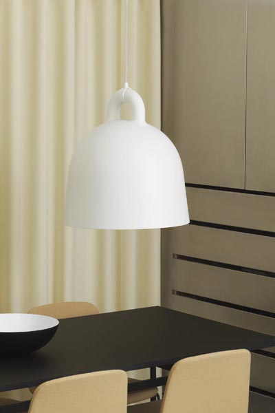 Bell Lamp by Normann Copenhagen, showing bell lamp in live shot.