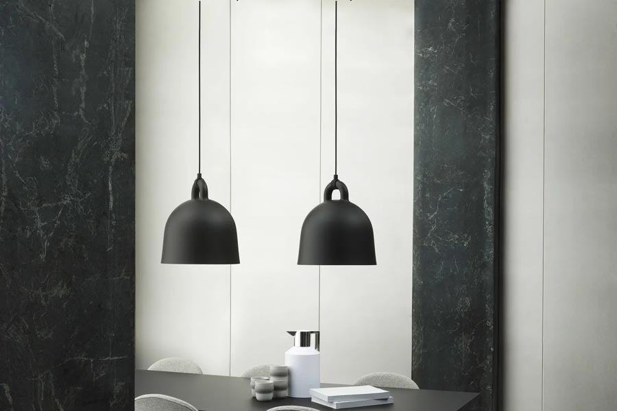 Bell Lamp by Normann Copenhagen, showing bell lamp in live shot.