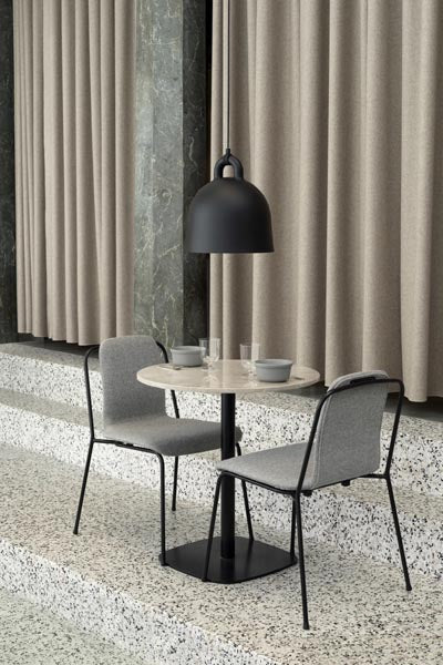 Bell Lamp by Normann Copenhagen, showing bell lamp in live shot.