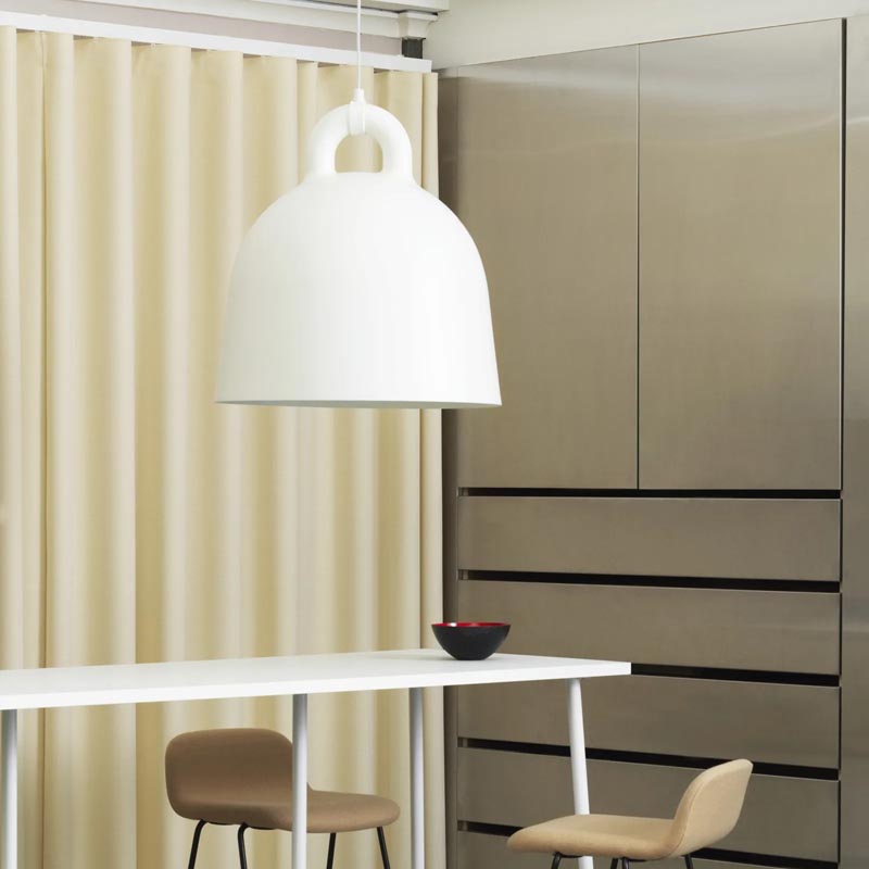 Bell Lamp by Normann Copenhagen, showing bell lamp in live shot.