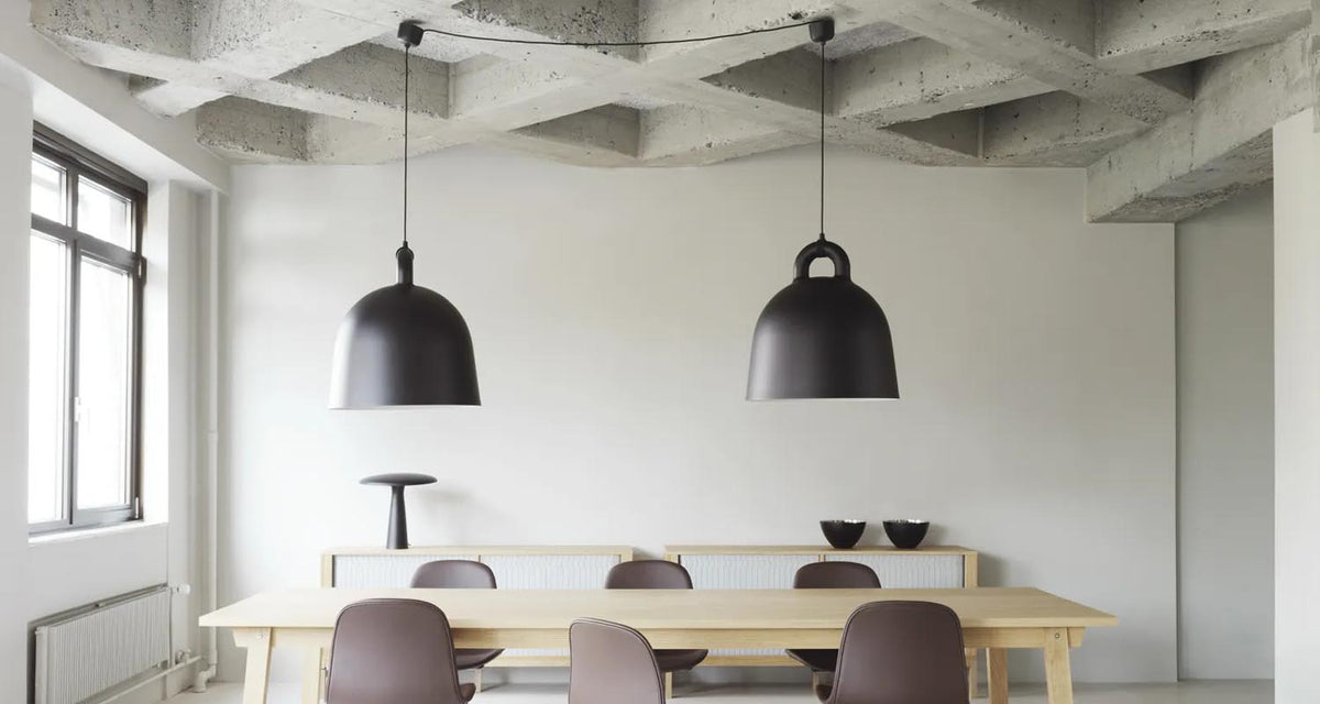 Bell Lamp by Normann Copenhagen, showing bell lamp in live shot.