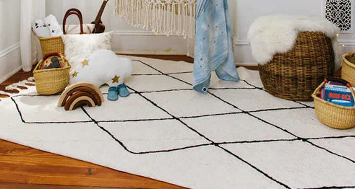 Bereber Washable Rug by Lorena Canals, showing bereber washable rug in live shot.