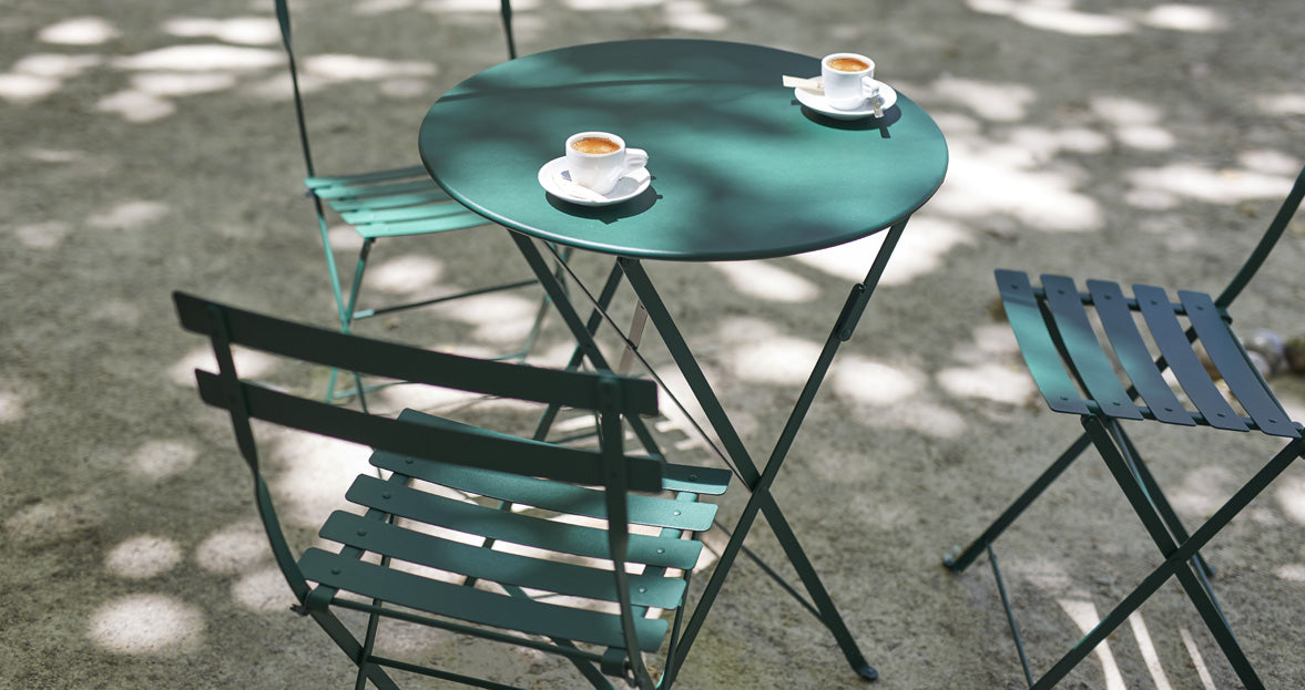 Bistro Round Table by Fermob, showing bistro round table in live shot.