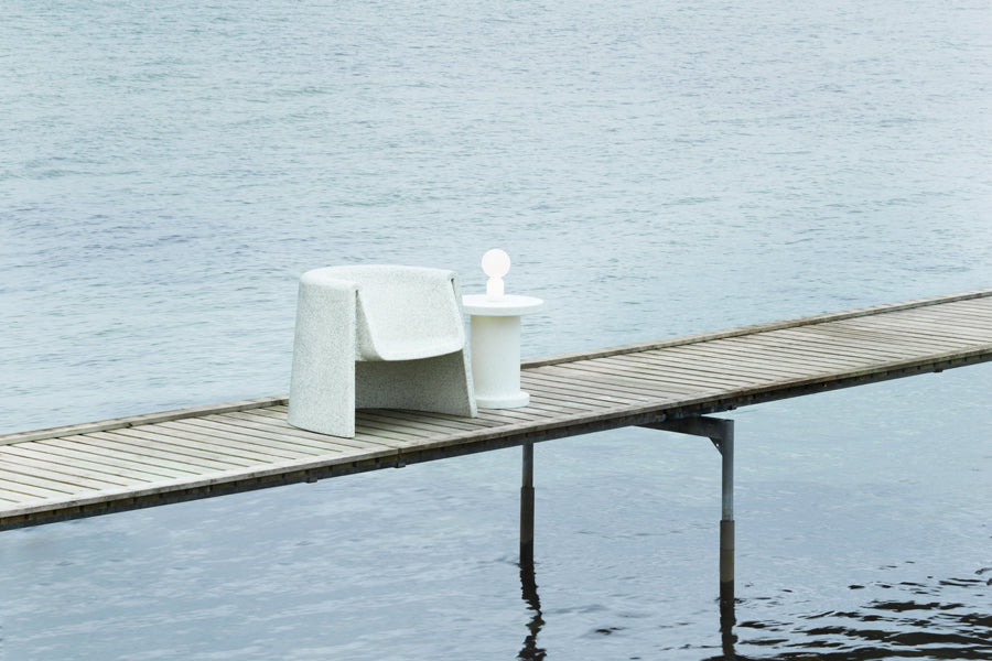 Bit Lounge Chair by Normann Copenhagen, showing big lounge chair in live shot.