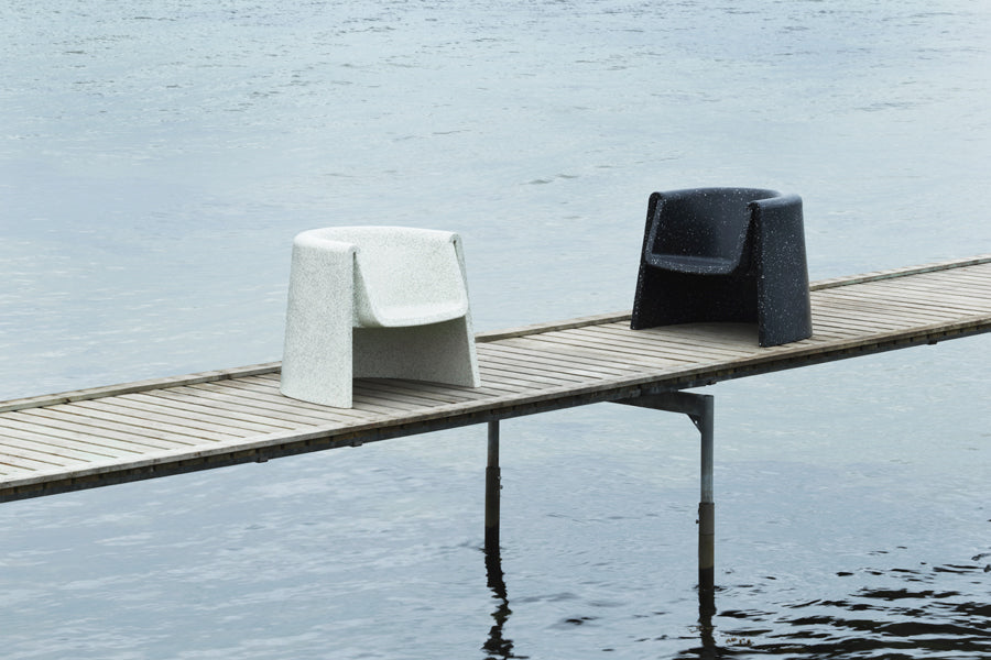 Bit Lounge Chair by Normann Copenhagen, showing big lounge chairs in live shot.