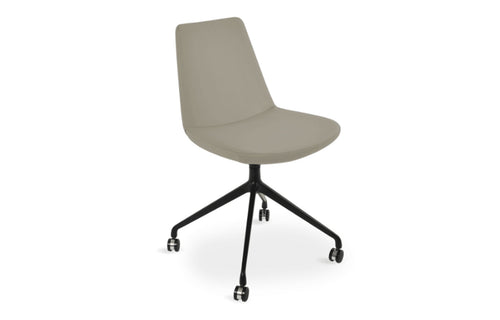 Eiffel Spider Swivel Chair-Leather with Casters by SohoConcept - Aluminum, Bone PPM.