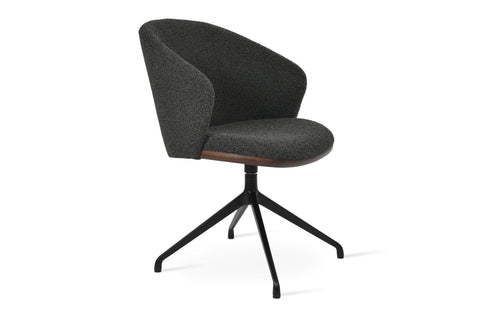 Athena Spider Swivel Arm Chair by SohoConcept - Black Aluminum.