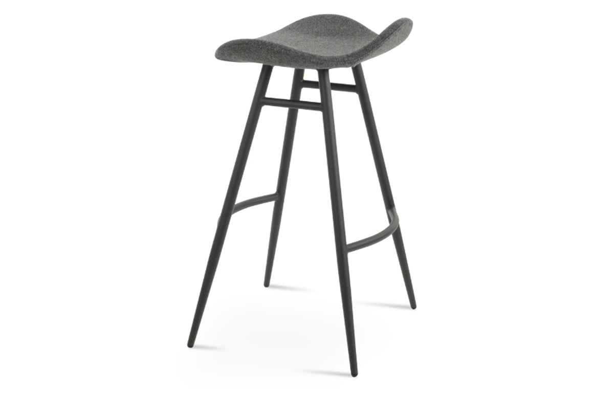 Falcon Galata Stool by SohoConcept - Black Powder, Camira Blazer Dark Grey Wool.