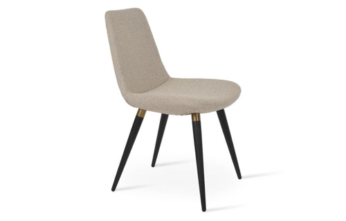 Eiffel Ana Chair-Fabric by SohoConcept - Black Powder Steel with Brass Ring, Boucle Beige Fabric.