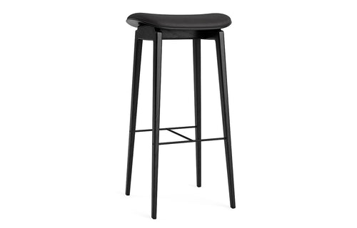 NY11 Leather Upholstery Bar Stool by Norr11 - Black Solid Oak, Cat 3 Upholstery.