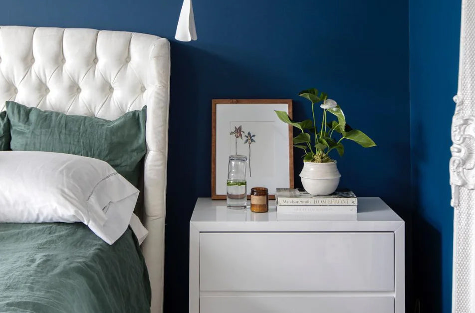 Blanche Night Table by Mobital, showing closeup view of blanche night table in live shot.