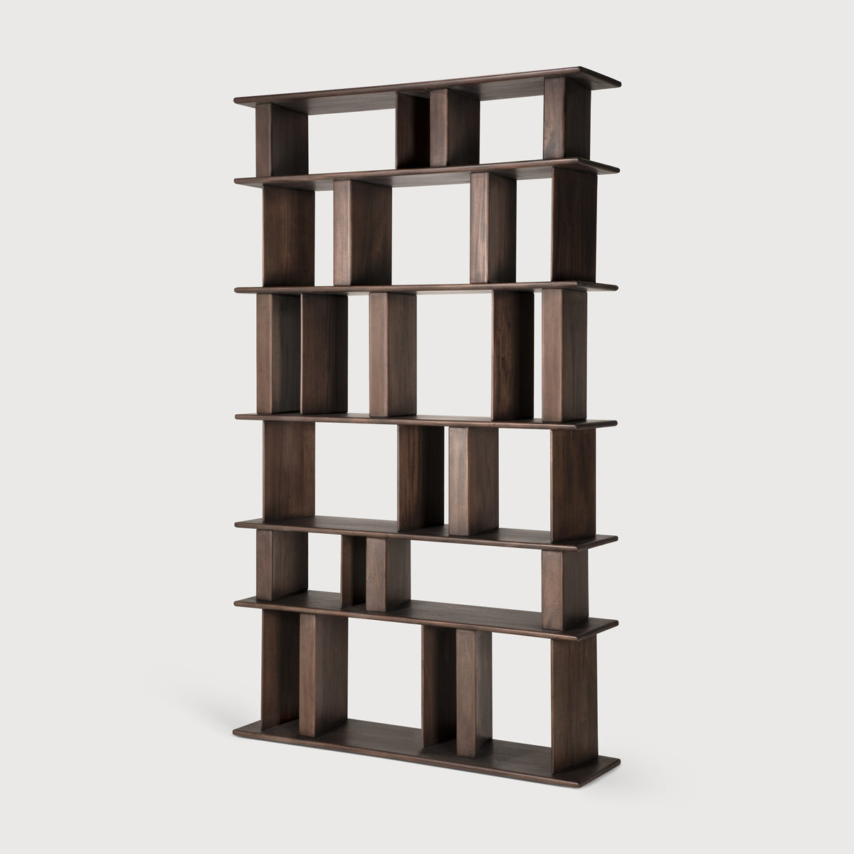 Block Rack by Ethnicraft, showing angle view of block rack in studio shot.