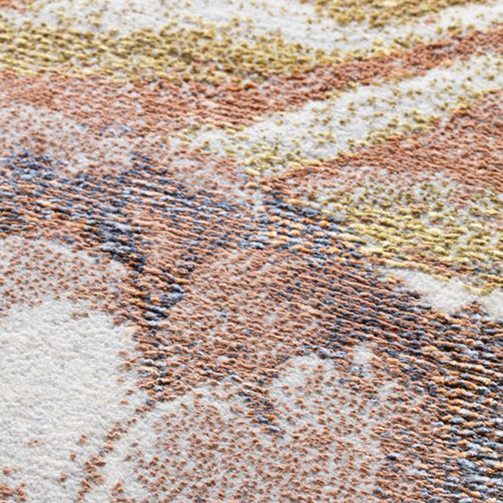 Bloom Woven Rug by Ligne Pure, showing closeup view of bloom woven rug in live shot.