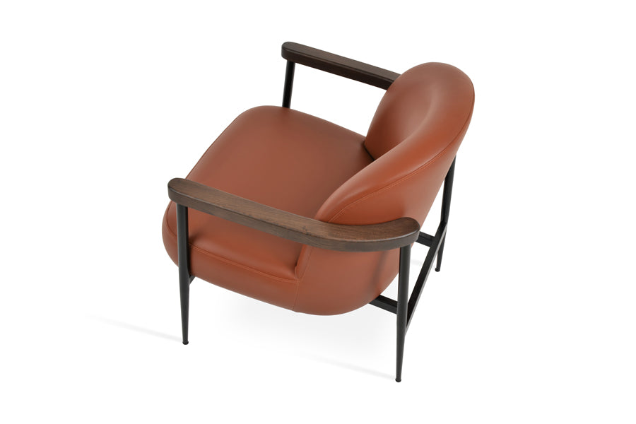Bloomy Lounge Armchair by SohoConcept, showing top view of bloomy lounge armchair in black powder finish/cinnamon ppm-fr.