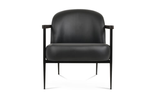 Bloomy Lounge Armchair by SohoConcept - Black Powder Finish, Black Leatherette.