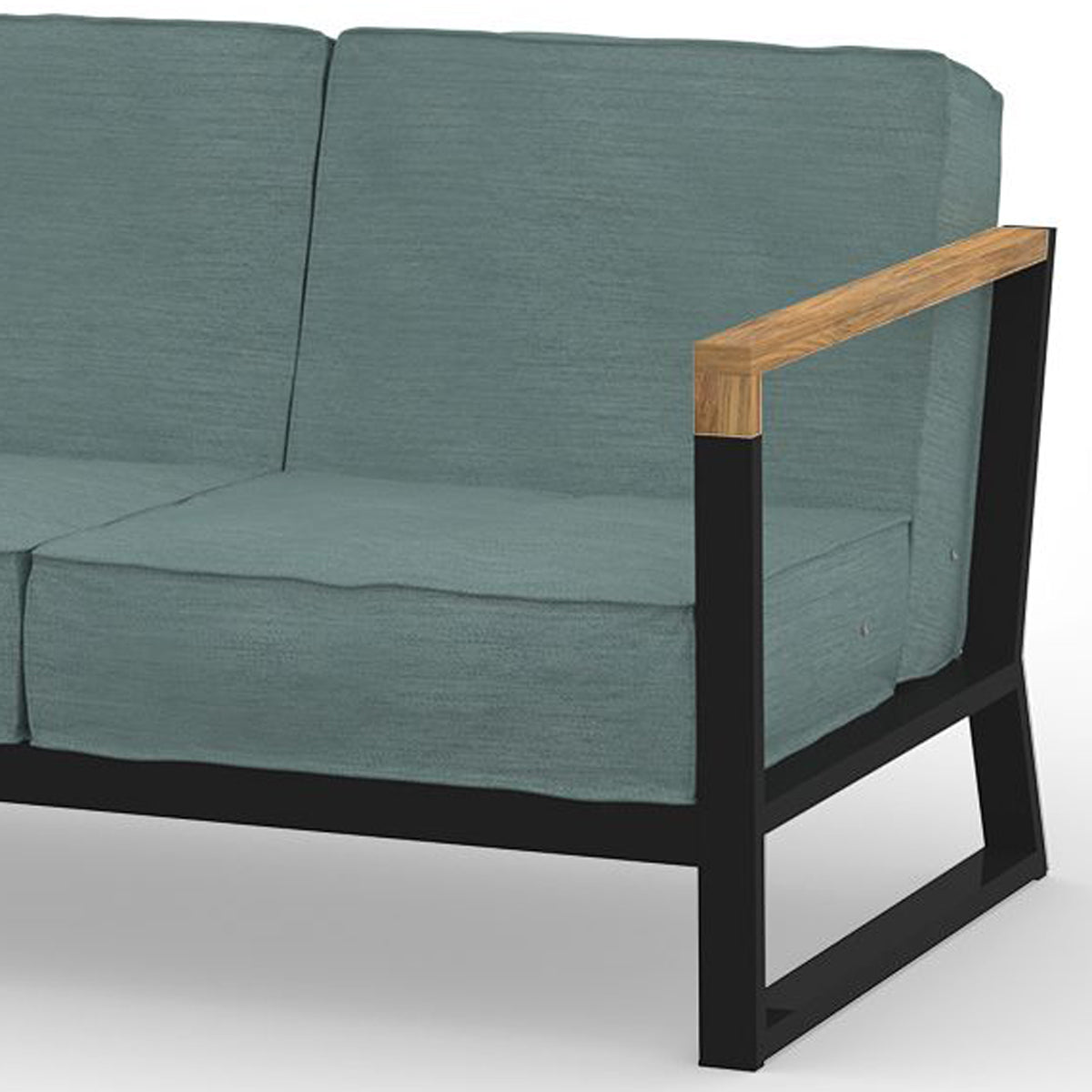 Bondi Beau 2-Seater by Mamagreen, showing closeup view of bondi beau 2-seater in gloss category b/acqua agora waterproof cushion.