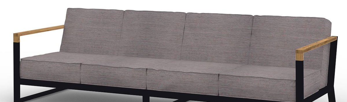 Bondi Beau 4-Seater by Mamagreen, showing closeup view of bondi beau 4-seater in ultra durable category m/coral dust agora waterproof cushion.