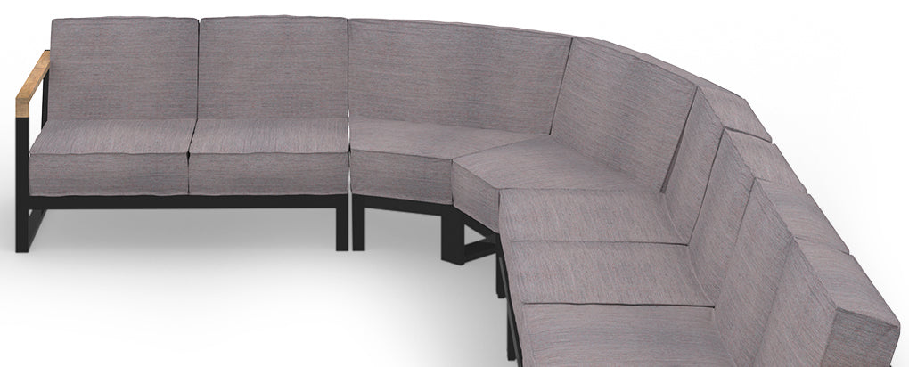 Bondi Beau Configuration 10 by Mamagreen, showing closeup view of bondi beau configuration 10 in ultra durable category m/coral dust agora waterproof cushion.
