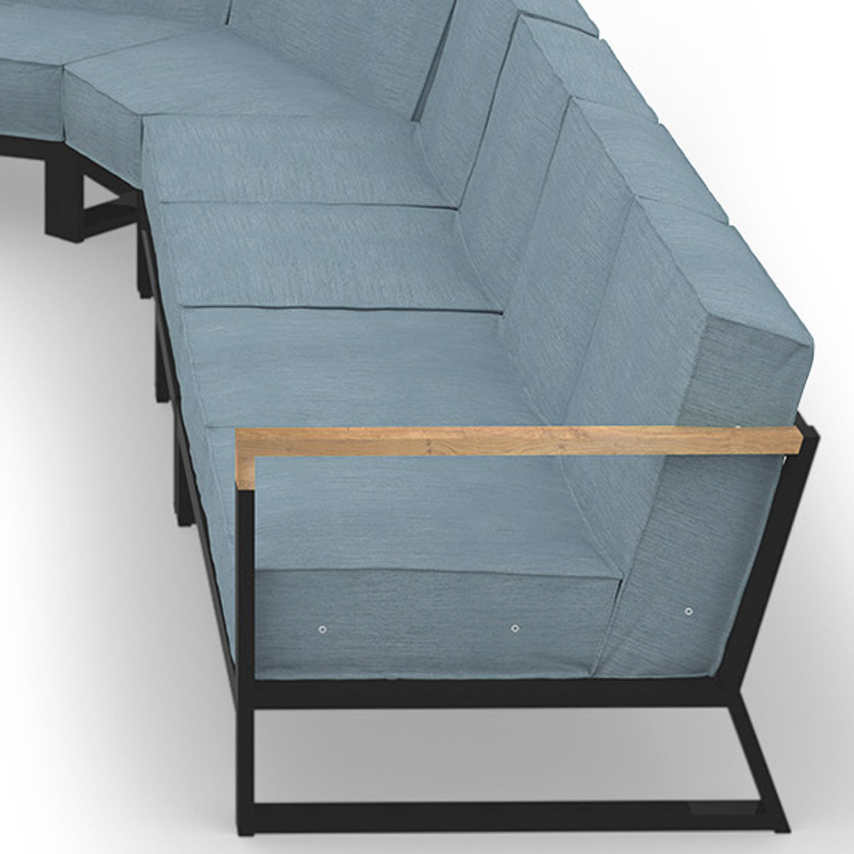 Bondi Beau Configuration 10 by Mamagreen, showing closeup view of bondi beau configuration 10 in gloss category b/acqua agora waterproof cushion.