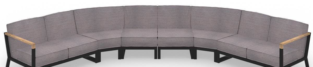 Bondi Beau Configuration 11 by Mamagreen, showing closeup view of bondi beau configuration 11 in ultra durable category m/coral dust agora waterproof cushion.