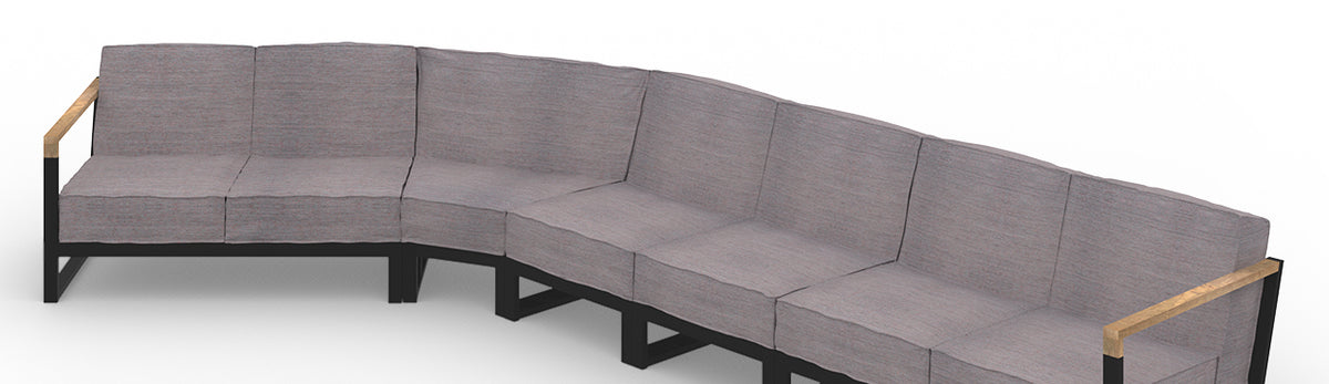 Bondi Beau Configuration 3 by Mamagreen, showing closeup view of bondi beau configuration 3 in ultra durable category m/coral dust agora waterproof cushion.