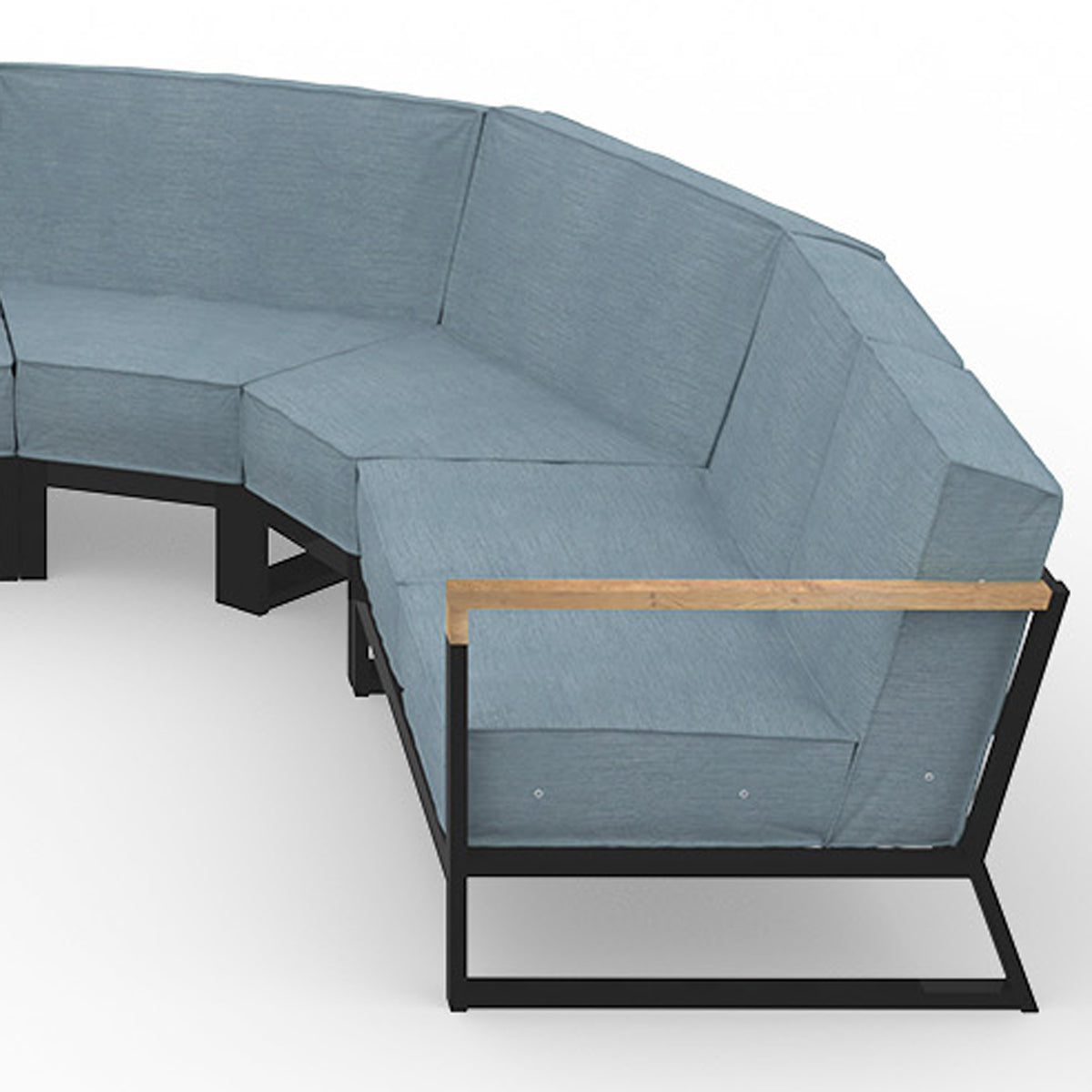 Bondi Beau Configuration 4 by Mamagreen, showing closeup view of bondi beau configuration 4 in gloss category b/acqua agora waterproof cushion.