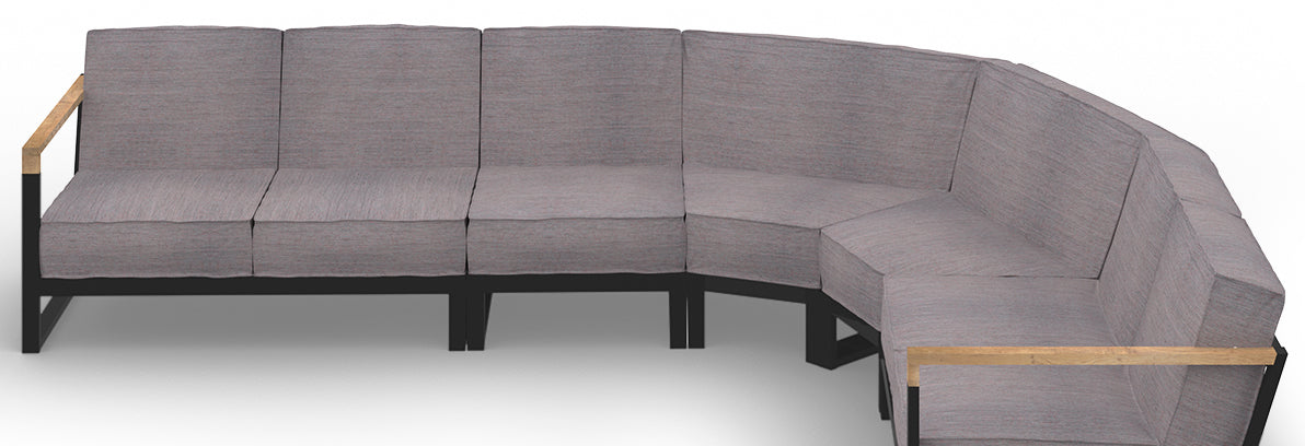 Bondi Beau Configuration 8 by Mamagreen, showing closeup view of bondi beau configuration 8 in ultra durable category m/coral dust agora waterproof cushion.