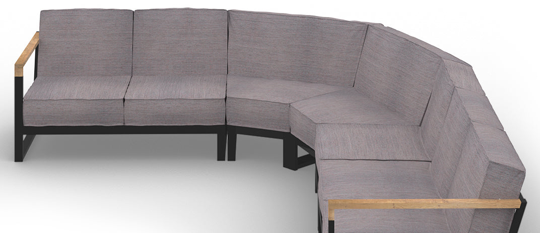 Bondi Beau Configuration 9 by Mamagreen, showing closeup view of bondi beau configuration 9 in ultra durable category m/coral dust agora waterproof cushion.