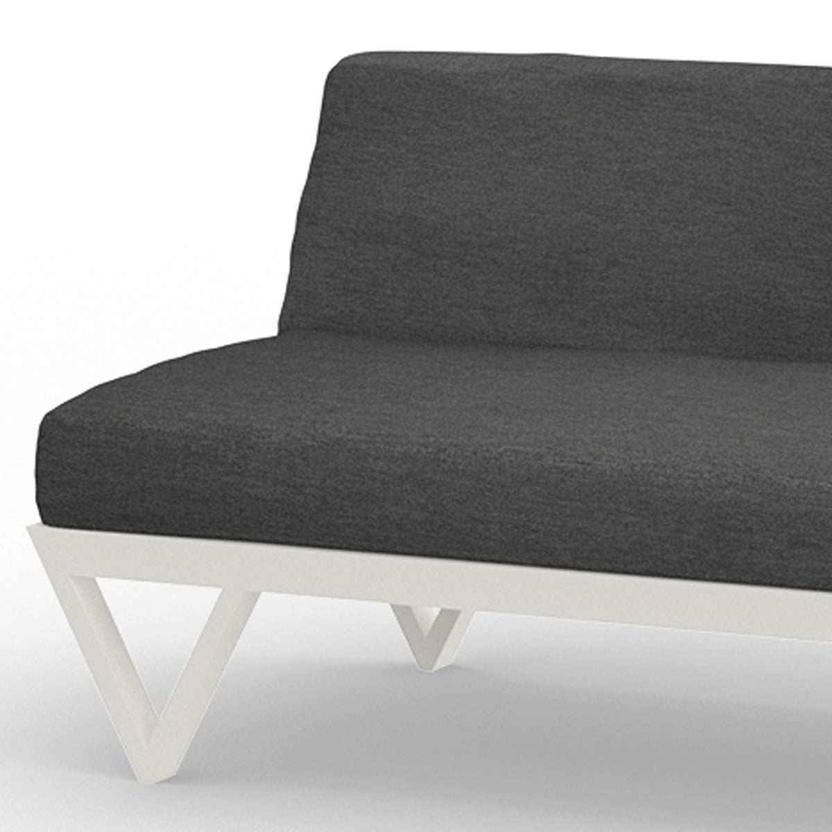Bondi Belle 2-Seater Sectional Sofa by Mamagreen, showing closeup view of bondi belle 2-seater sectional sofa in ultra durable category m/grafito agora waterproof cushion.