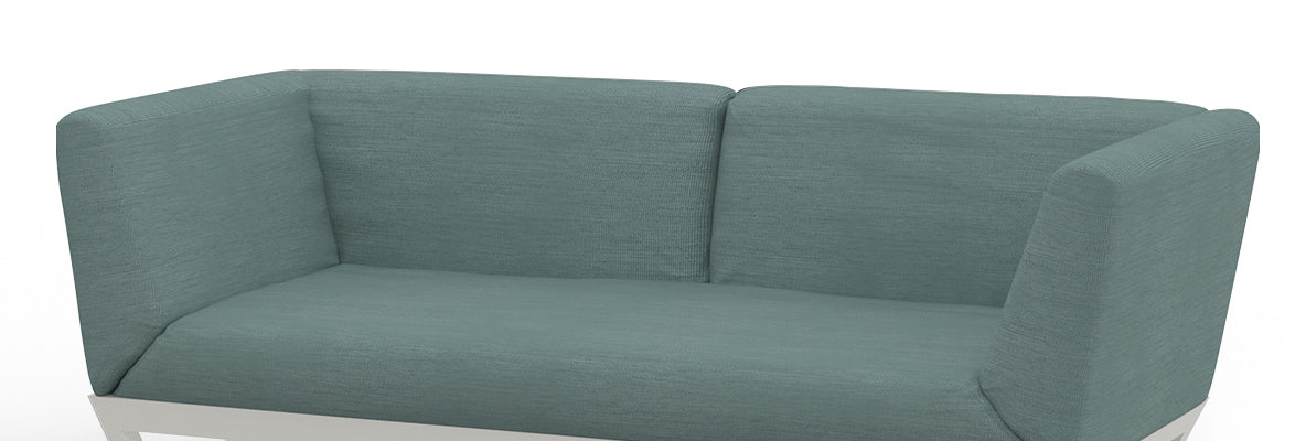 Bondi Belle 2-Seater Sofa by Mamagreen, showing closeup view of bondi belle 2-seater sofa in ultra durable category m/acqua agora waterproof cushion.