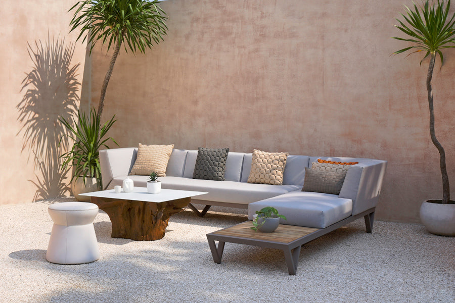 Bondi Belle 3-Seater Right Hand Arm Sectional Sofa by Mamagreen, showing bondi belle 3-seater right hand arm sectional sofa in live shot.