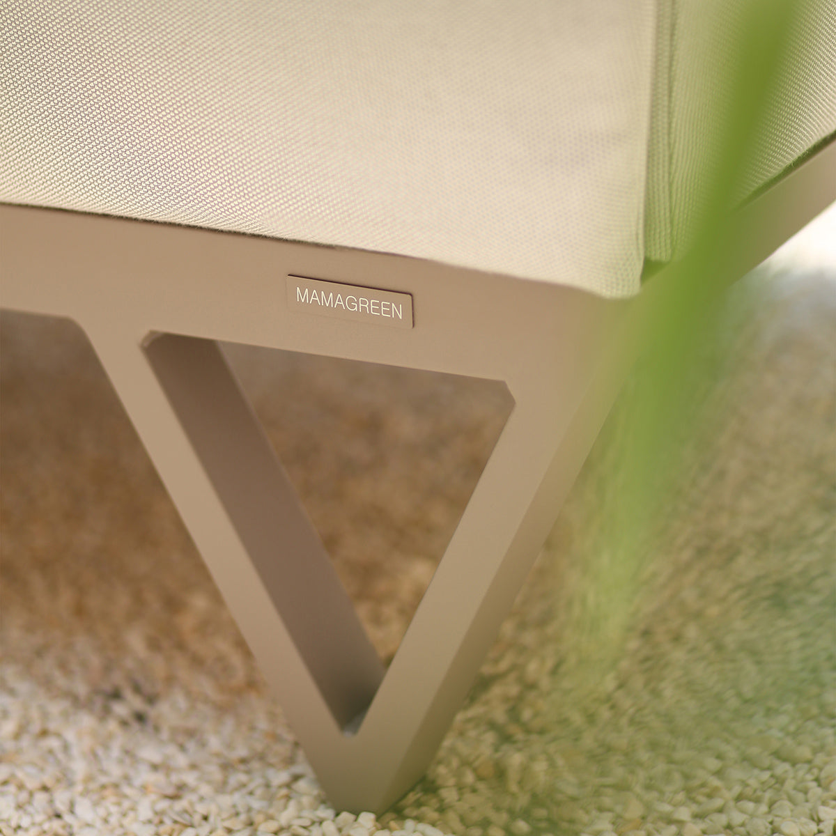 Bondi Belle Configuration 11 with Teak Table by Mamagreen, showing closeup view of bondi belle configuration 11 with teak table in live shot.