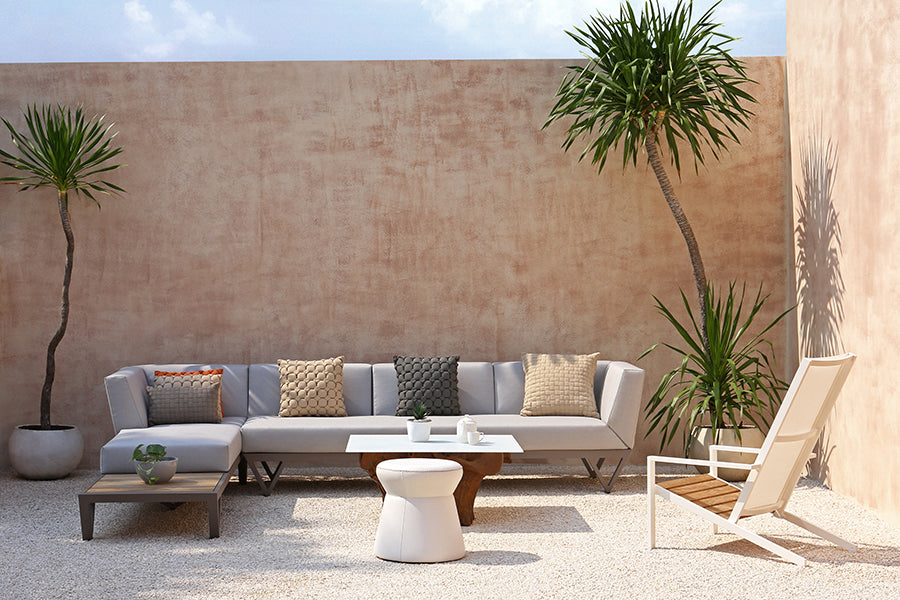 Bondi Belle Configuration 11 with Teak Table by Mamagreen, showing bondi belle configuration 11 with teak table in live shot.