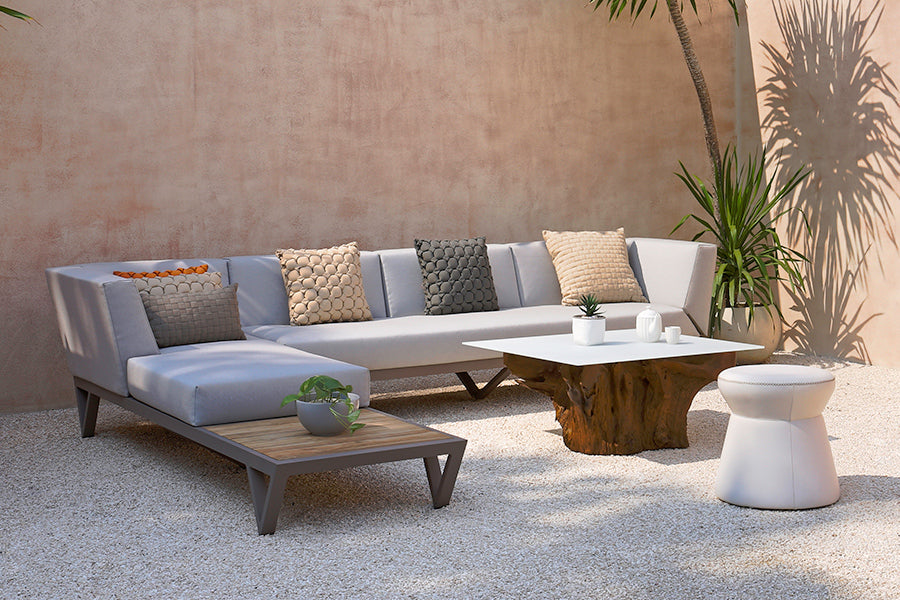 Bondi Belle Configuration 11 with Teak Table by Mamagreen, showing bondi belle configuration 11 with teak table in live shot.