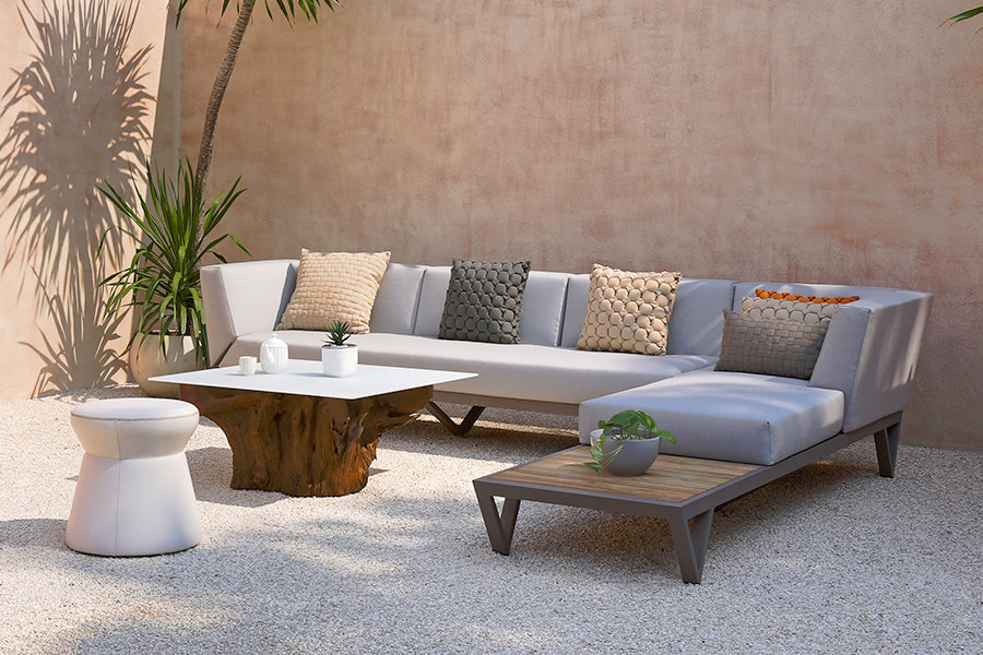 Bondi Belle Configuration 12 with Teak Table by Mamagreen, showing bondi belle configuration 12 with teak table in live shot.