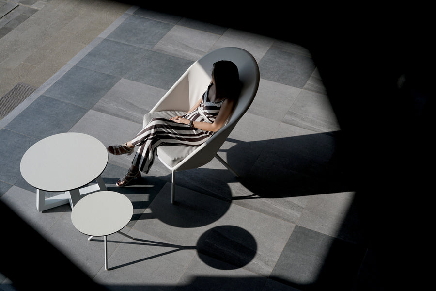 Bono HPL Aluminum Low Table by Mamagreen, showing bono hpl aluminum low table in live shot.