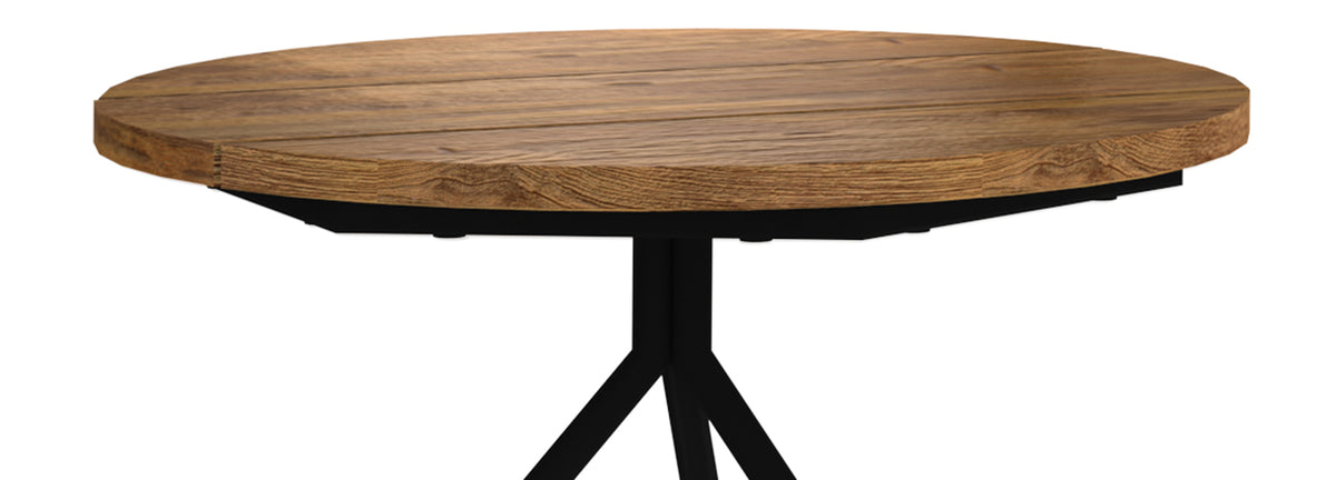 Bono Teak Aluminum Low Table by Mamagreen, showing closeup view of bono teak aluminum low table in black sand aluminum/recycled teak wood.