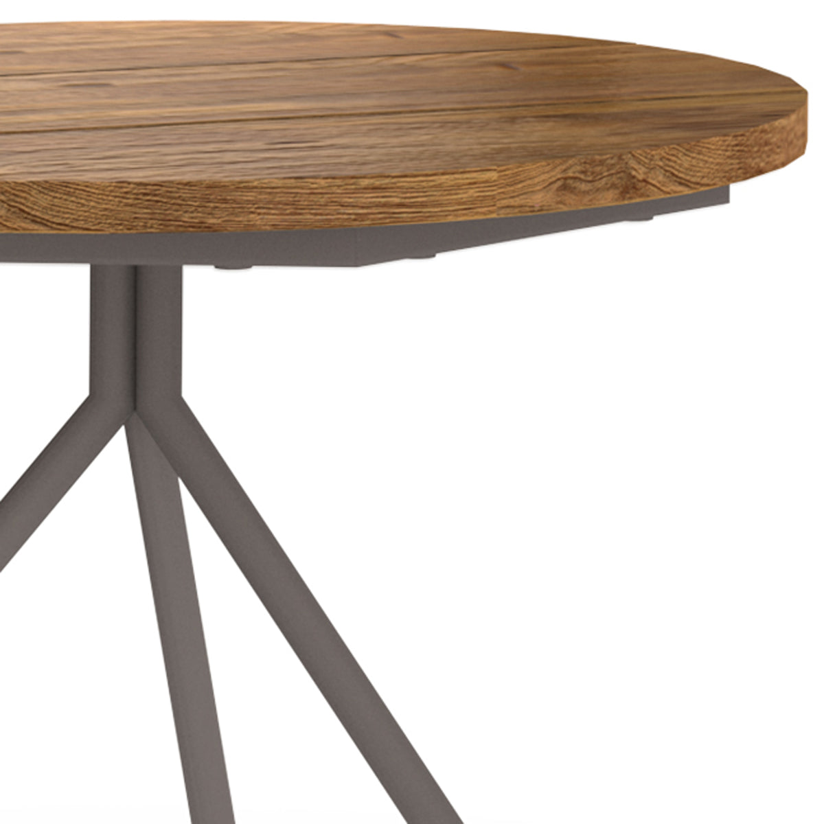 Bono Teak Aluminum Low Table by Mamagreen, showing closeup view of bono teak aluminum low table in taupe sand aluminum/recycled teak wood.