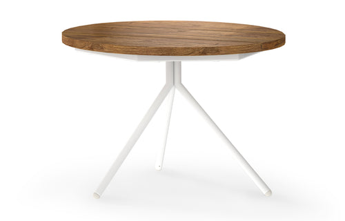 Bono Teak Aluminum Low Table by Mamagreen - White Sand Aluminum/Recycled Teak Wood.