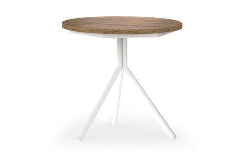 Bono Teak Aluminum Side Table by Mamagreen - White Sand Aluminum/Recycled Teak Wood.