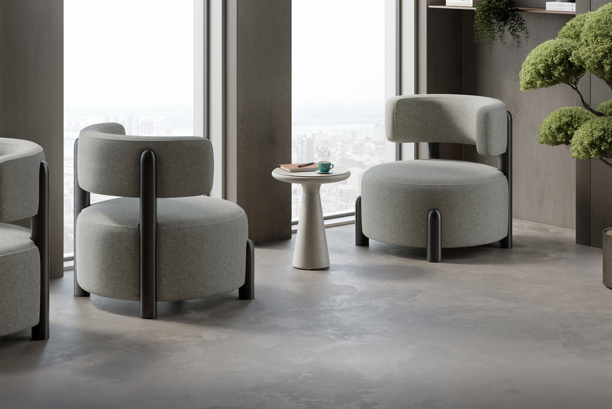 Boteriz Lounge Chair by Kollektiff, showing boteriz lounge chairs in live shot.