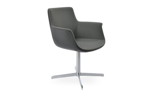 Bottega 4 Star Swivel Arm Chair-Fabric by SohoConcept - Chrome Finish, Camira Era Grey Fabric.