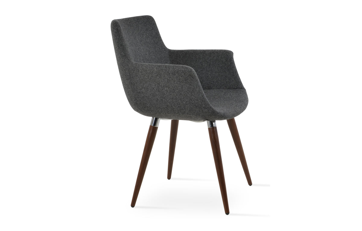 Bottega Ana Armchair by SohoConcept - Black Powder Legs & Brass Bracelet, Camira Blazer Dark Grey Wool.
