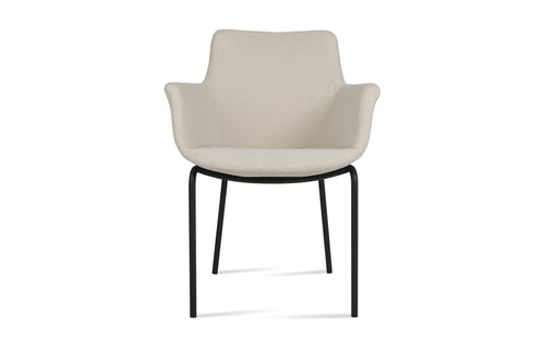 Bottega Harris Armchair-Fabric by SohoConcept - Black Powder Finish, Boucle Off White Fabric.