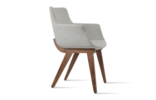 Bottega HB-Wood Armchair by SohoConcept - Original American Walnut Wood, Camira Blazer Silver Wool.