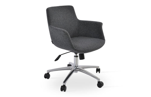 Bottega Office Lounge Armchair by SohoConcept - Chrome Plated Steel, Camira Blazer Dark Grey Wool.