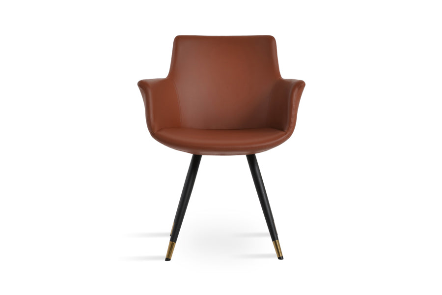 Bottega Star Armchair by SohoConcept, showing side view of bottega star armchair in cinnamon ppm-fr.
