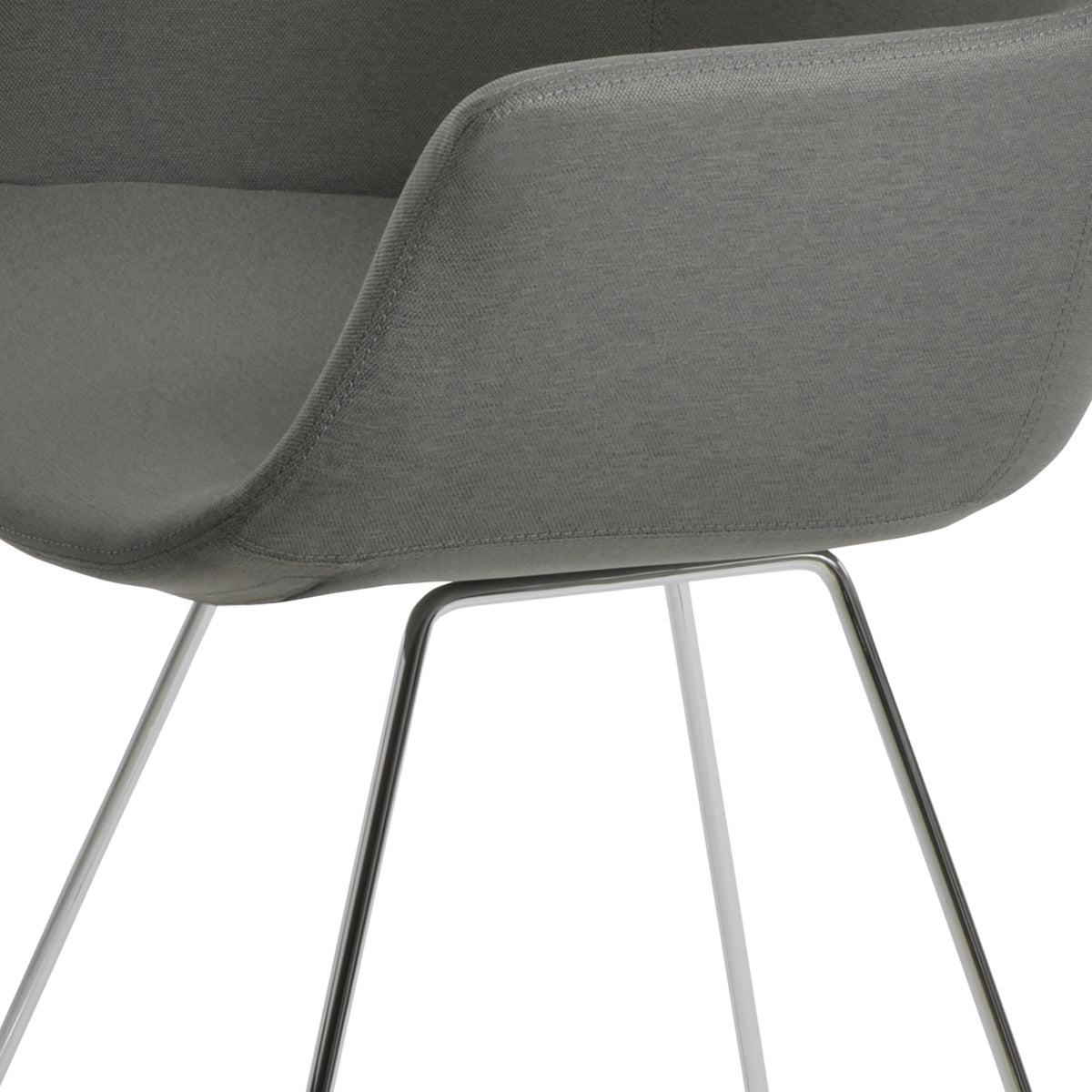 Bottega Wire Bar Stool-Fabric by SohoConcept, showing closeup view of bottega wire bar stool in chrome wire/camira era grey fabric.