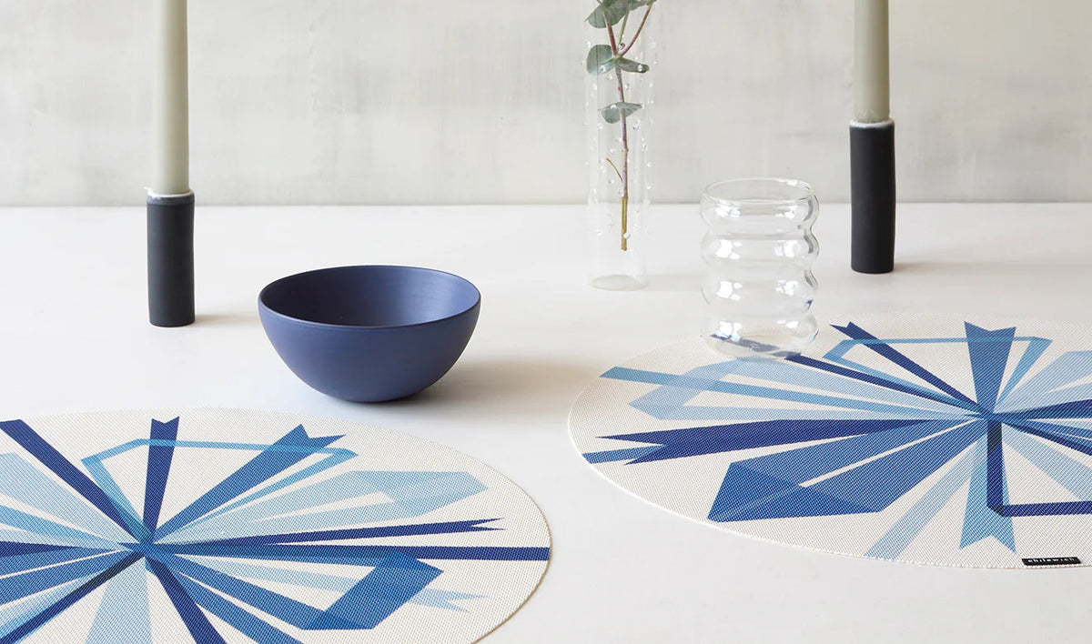 Bow Placemat by Chilewich, showing bow placemats in live shot.