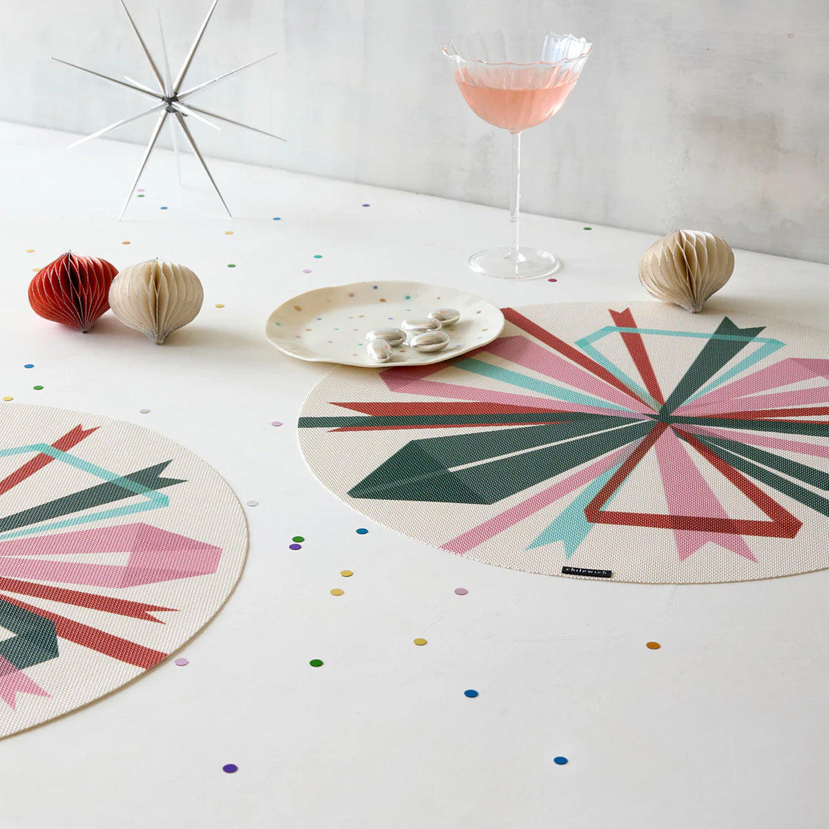 Bow Placemat by Chilewich, showing bow placemats in live shot.